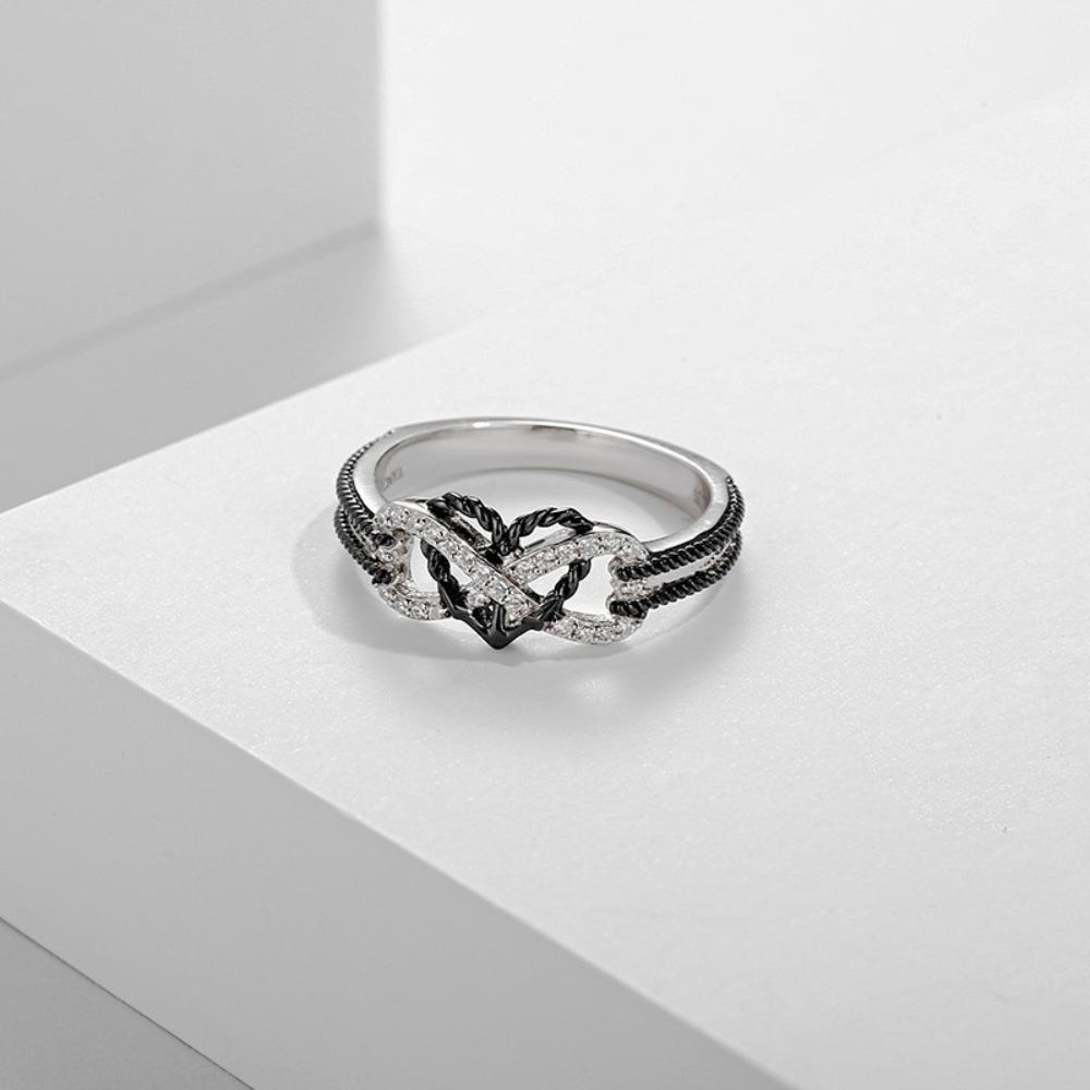 Seulement Love Black Infinity Heart Couple Rings for Women Men Stainless Steel Jewelry for New Listing Gothic Accessories