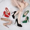 Fashion Model Catwalk Banquet Women's Shoes Waterproof Platform Suede Sexy Red High Heels Plus Size Shoes WZ