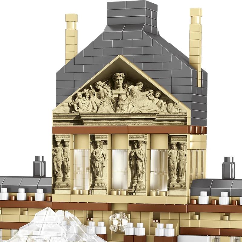 Non-Toxic 3377Pcs Louvre Model Building Blocks World Famous Attractions Architectural Model Street View Bricks Diy Toys Gifts For Kids