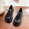 Loafers Women's Autumn and Winter 2025 New Retro Lace-up British Platform Single Shoes Round Head Muffin Sole Small Leather Shoes Women