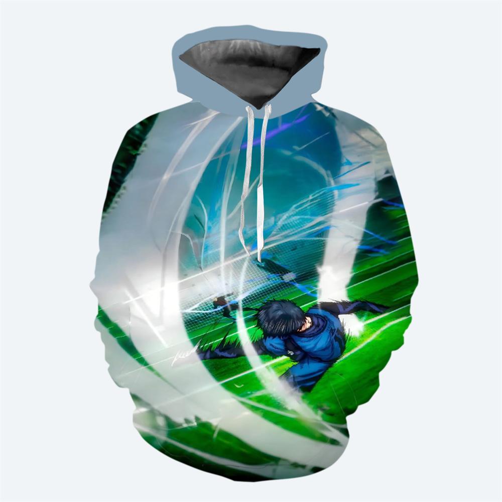 Аниме синяя толстовка с капюшоном, мужская толстовка с капюшоном, 3D-печать, модный аниме-пуловер, повседневная толстовка, зимняя аниме-одежда