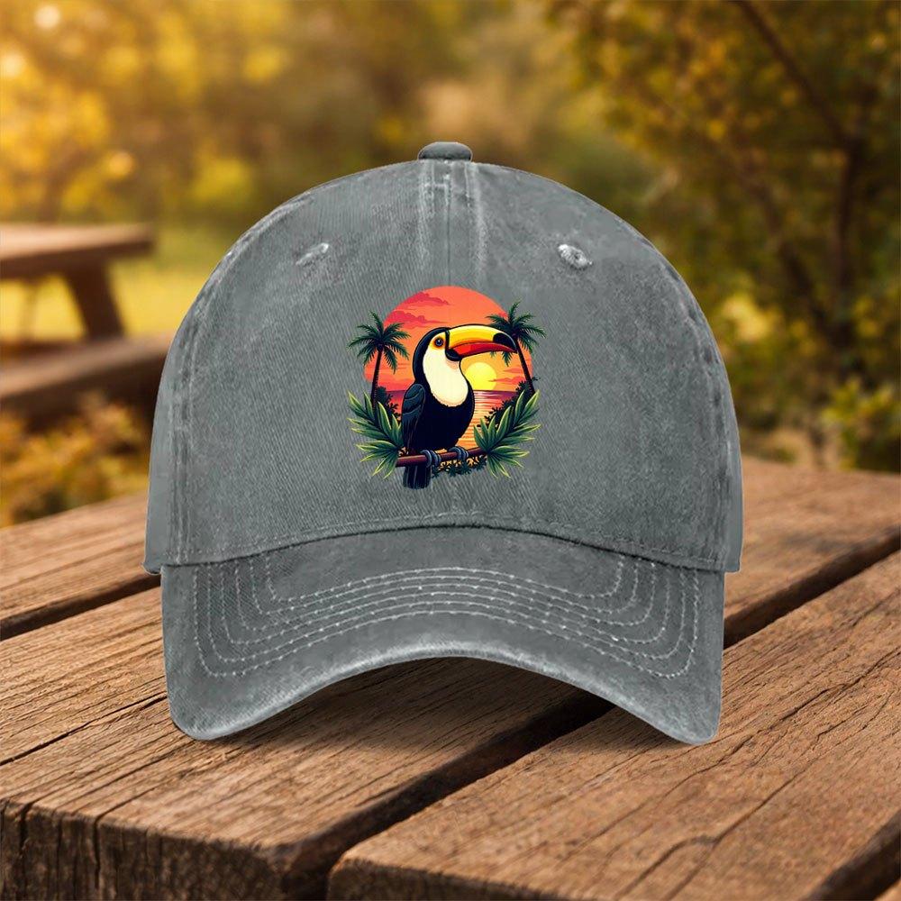Tropical Toucan Sunset Print Baseball Cap Unisex Duckbill Hat for Outdoor Sports Fitness Travel