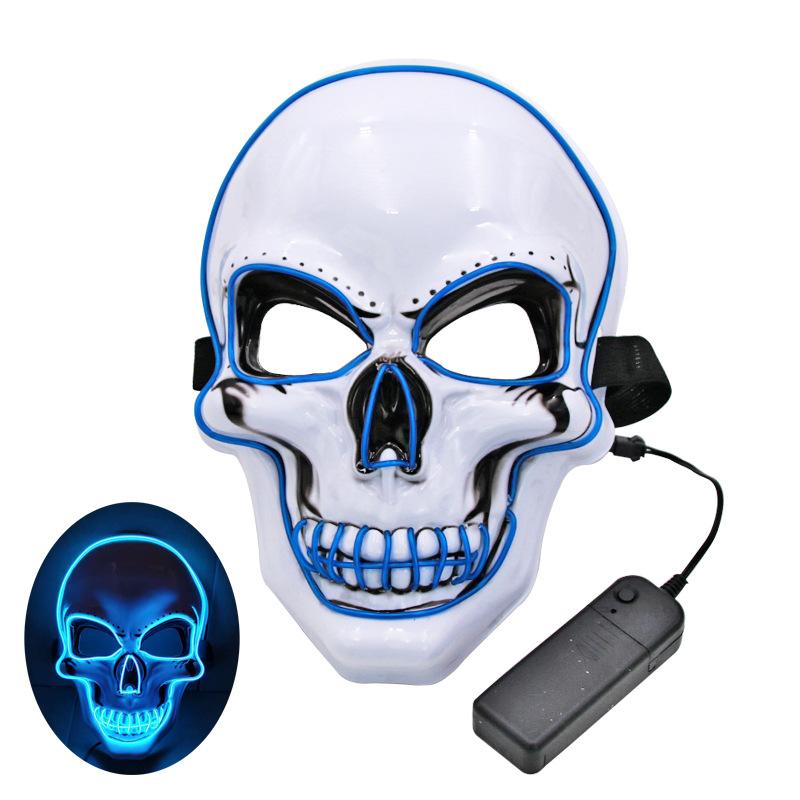 Halloween Horror Scary Ghost Head Clown Bar Dj Nightclub Led Cold Light Mask White Skull Glowing Ghost Face