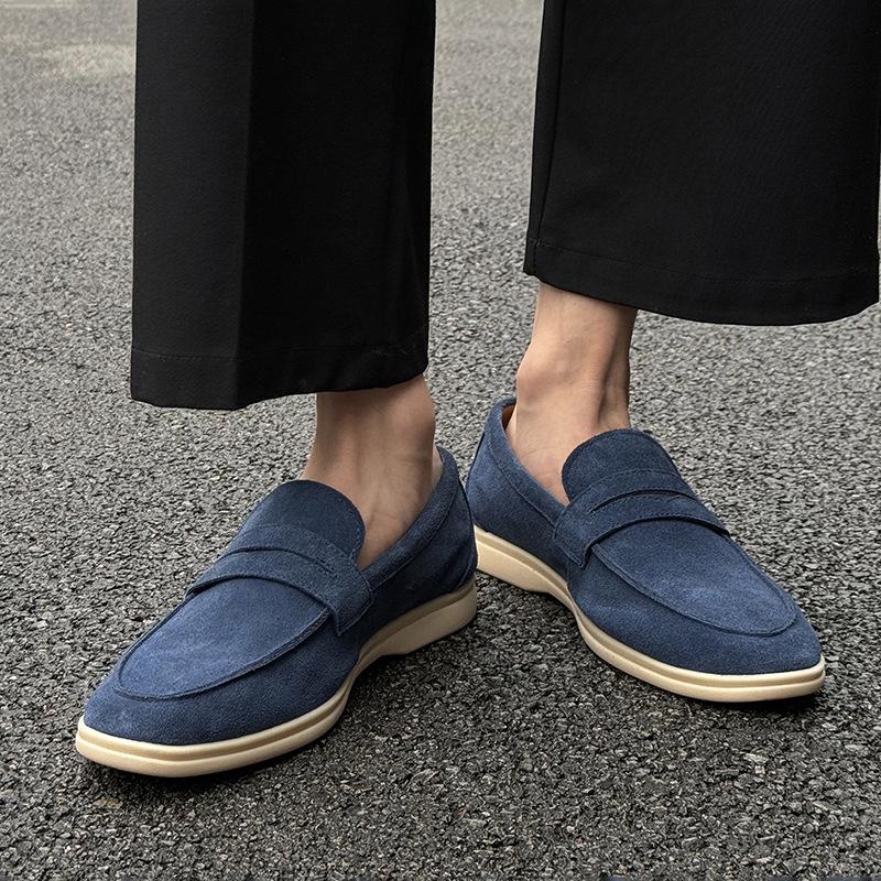 Fashion Men's Classic Retro Penny Loafers Moccasins Cow Suede Genuine Leather Fashion Men's Casual Shoes Mens Outdoor Driving Flats