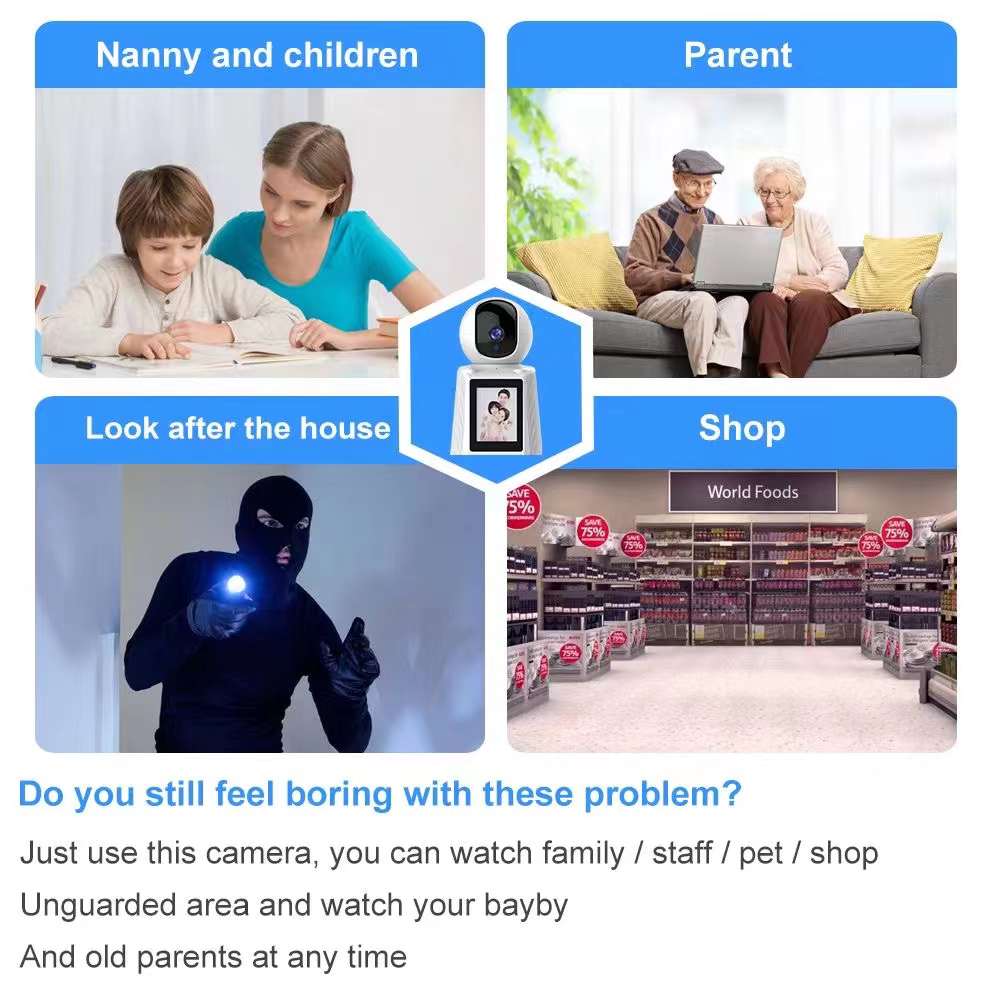 V380pro 2,8-дюймовый экран 1080P Вызов одной кнопкой Видеотелефон Беспроводная PTZ IP Купольная камера ИИ Гуманоид Уход за пожилыми людьми Видеоняня