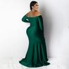 Spring and Autumn Women's Dress Plus Size Sexy Dress V-Neck Ceremony Dress Solid Color Split Long Dresses