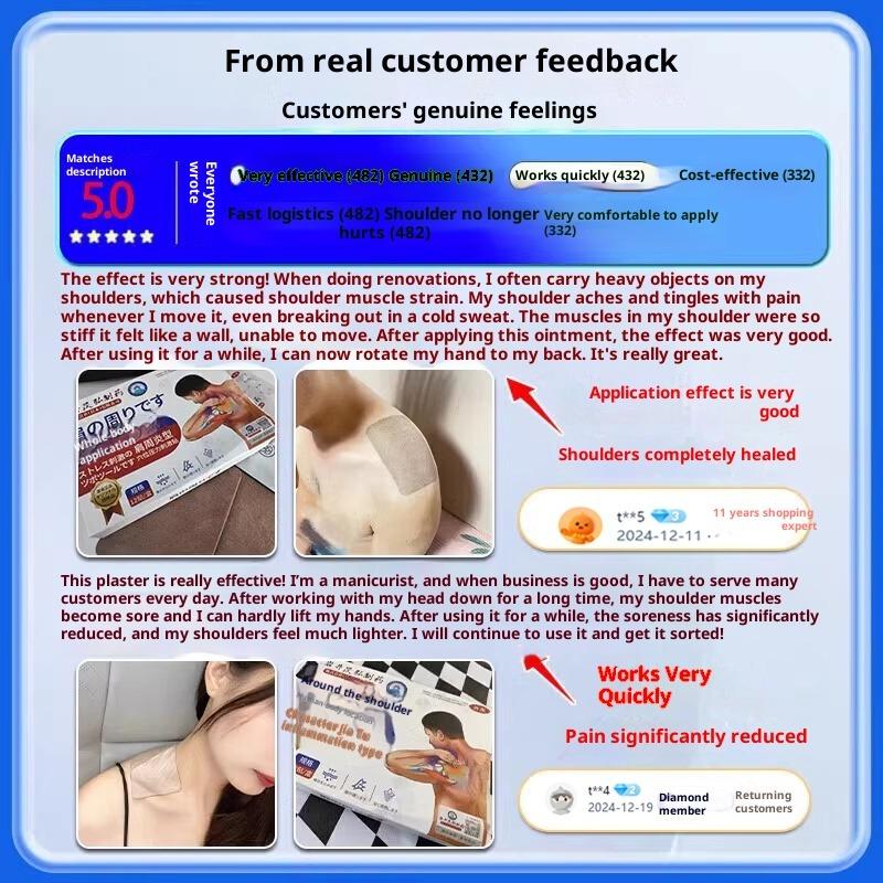 Специализированный пластырь от боли в плече и замороженного плеча - Натуральная травяная формула, Подходит для чувствительной кожи, 12 пластырей в коробке