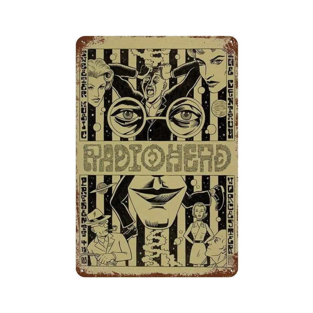 Рок-группа Radiohead Music Art Poster Ретро Металлическая жестяная вывеска Винтажная табличка для дома, комнаты, бара, клуба, мужской пещеры, кафе, декор настенные тарелки