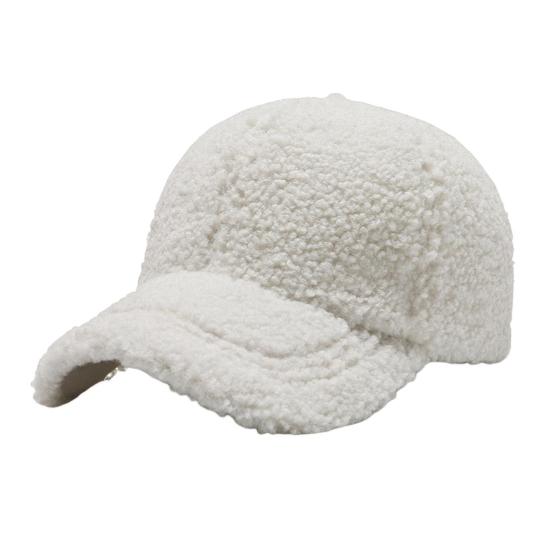 Women Winter Baseball Hat Lambswool Solid Color Long Brim Thermal Insulation Decorative Outdoor