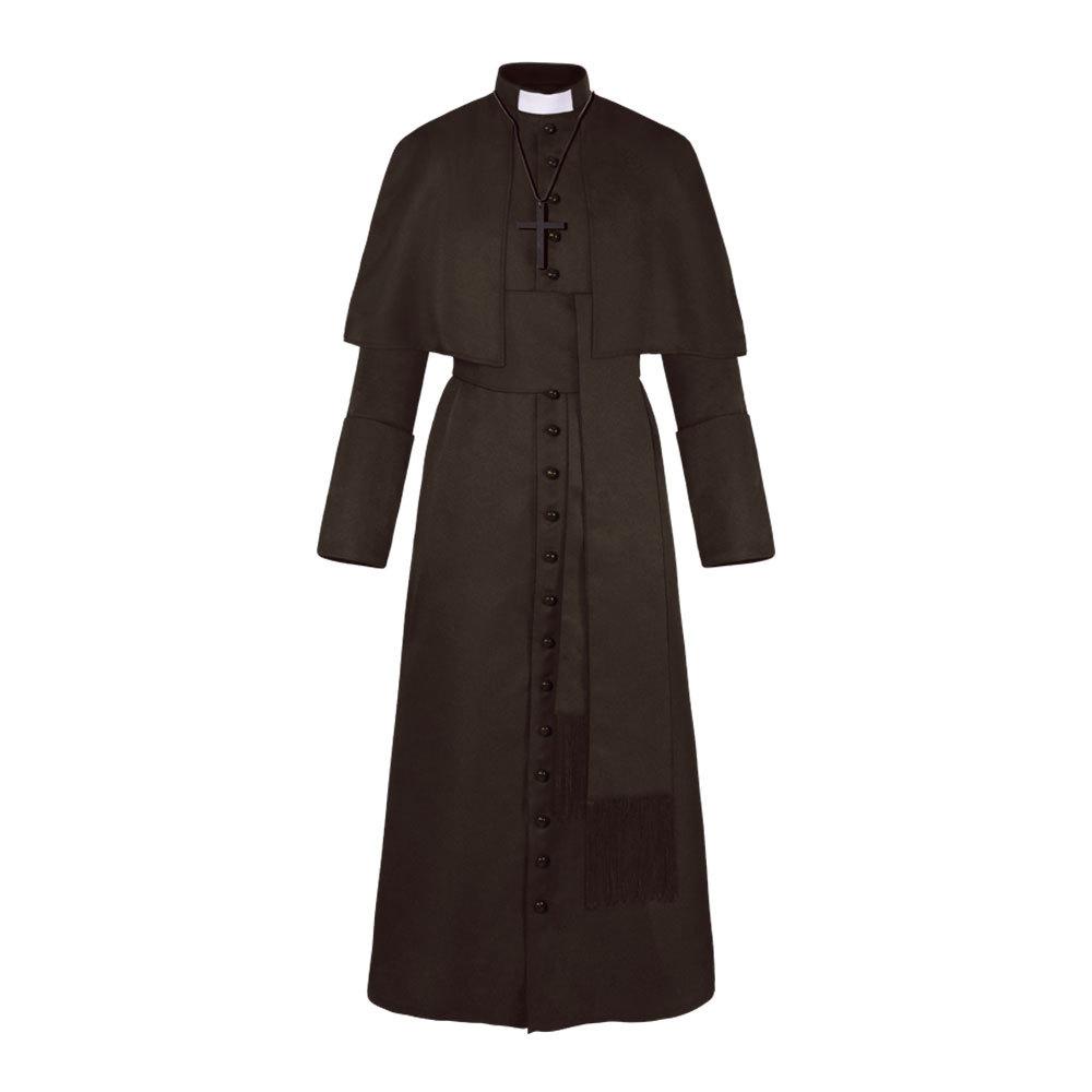 Solid Color Priest Cos Costume Halloween Priest Medieval Vintage Cosplay Costume