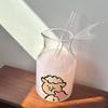 Cute 600ML Korean Coffee Cup Glass Modern Design Juice Cup Large Caliber Cute Pattern Water Bottle For Brewing Coffee Matcha