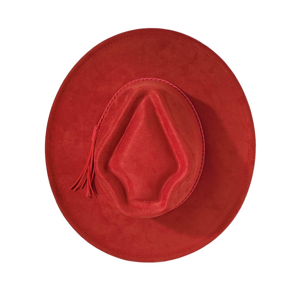 Retro Arrow Top Vegan Suede Hat 9Cm Wide Brim Fedora Hat For Women Men Bohemian Style Panama Hat Rancher Hat