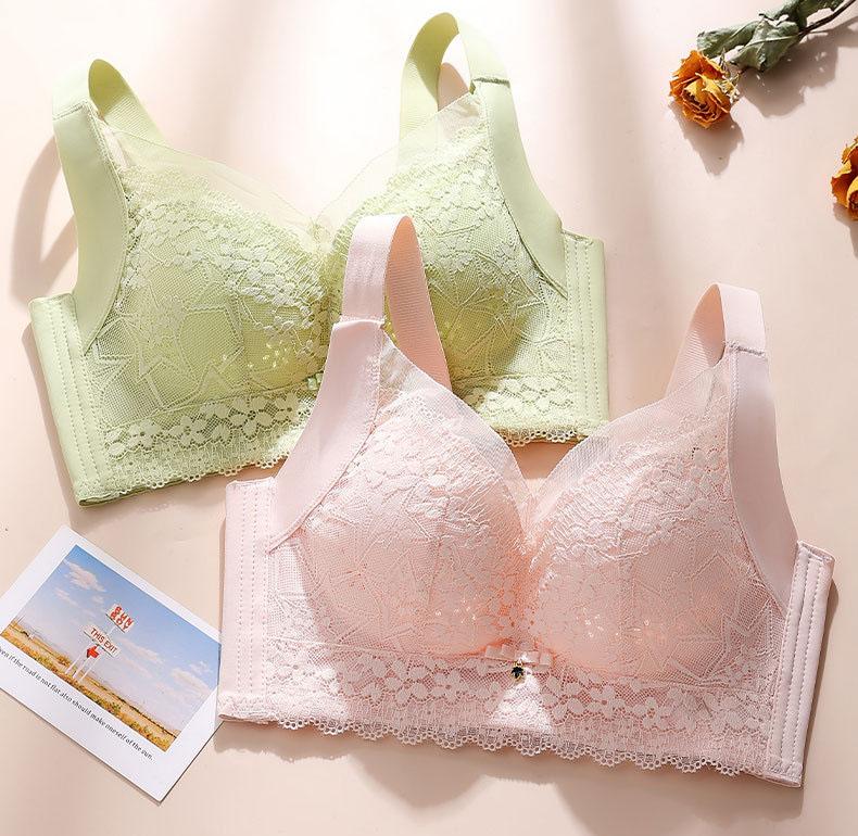 Large Size Women Lingerie Full Cup Minimizer Thin Bra Wireless Brassiere Sexy Lace Underwear Gathered Push Up Bralette
