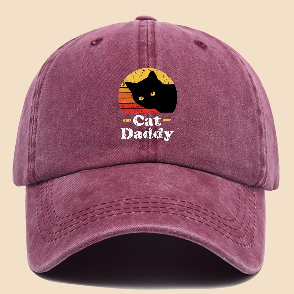 Charming CatDaddy Print Baseball Cap PAPA Vintage Curved Brim Dad Hat Unisex AllSeason Wear Adjustable Size Fits Most T