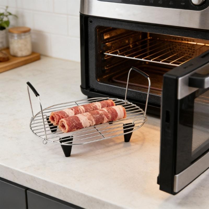 Set Of 1 Universal Cooking Rack Compatible 8.5 Quart Slow Cookers From Premium Stainless Steels featurings Safety