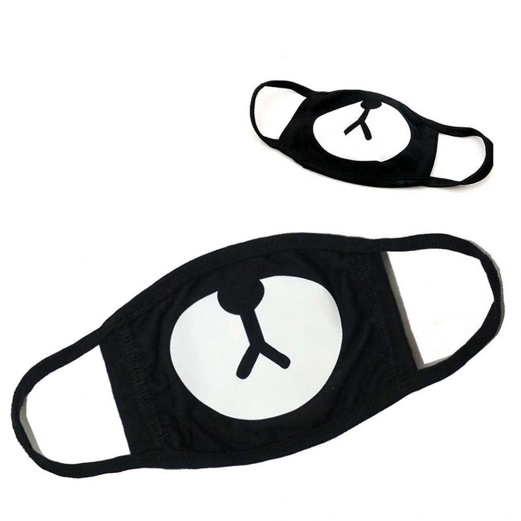 Anti-Dust Black Cute Cartoon Bear Mouth Soft Cotton Outdoor Men Women Face Mask