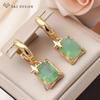 Модные прямоугольные зеленые искусственные хрустальные серьги-подвески для женщин, модные элегантные ювелирные изделия цвета шампанского и золота