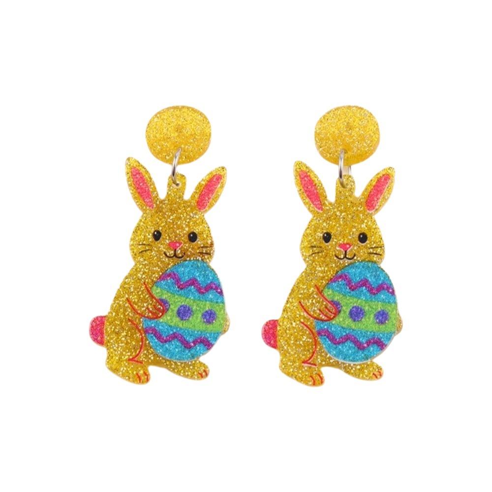 Cartoon Easter Egg Earrings Acrylic Easter Egg Dangle Earrings Bunny Pendant Earrings  Gifts