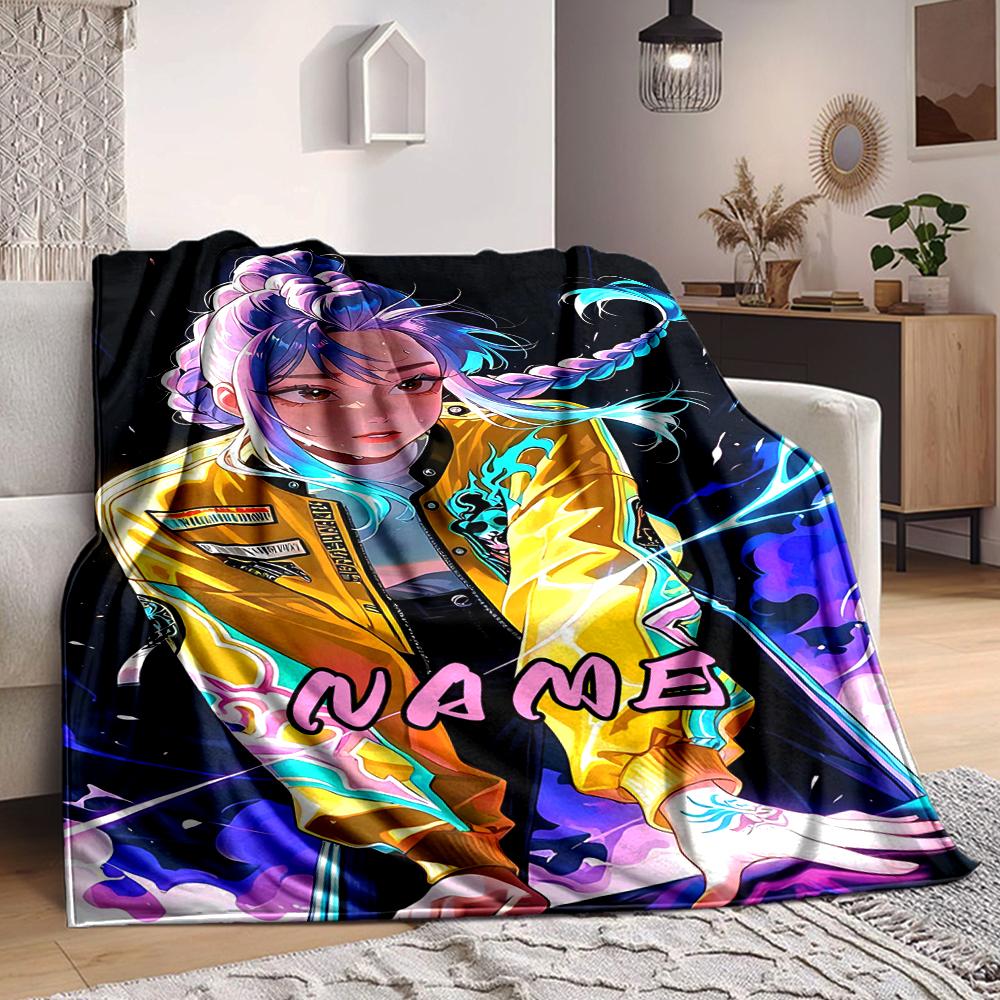 Custom 1pc Electric Energy Name Artwork Blanket, Soft And Comfortable Blanket, Casual Warm, Camping Travel Blanket, Birthday Gift Q912137