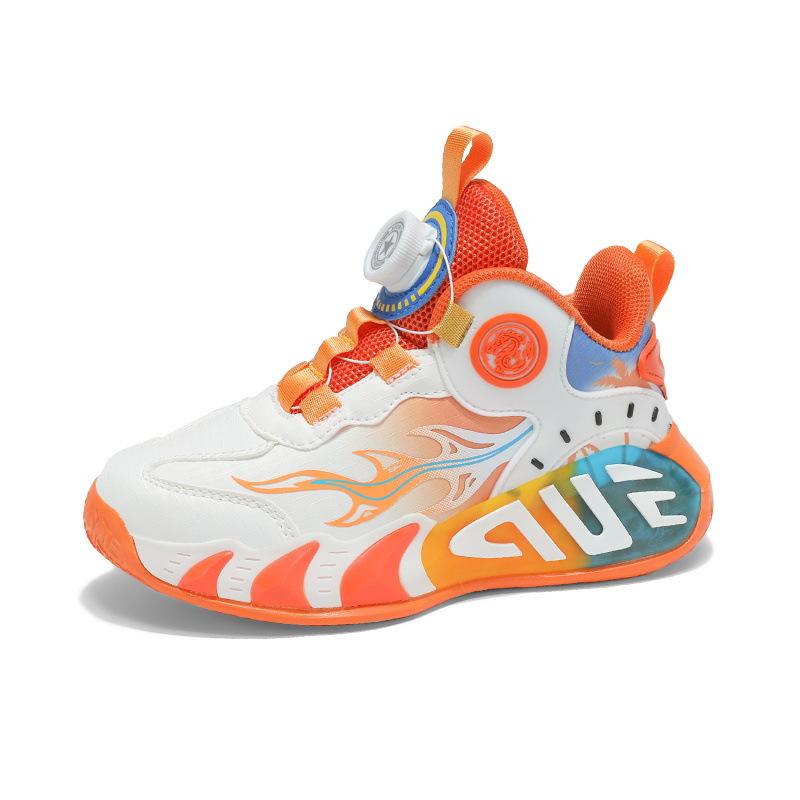 Зимняя новинка 2025 года, детские хлопковые туфли, бархатные теплые и холодостойкие баскетбольные кроссовки для мальчиков и девочек, спортивная обувь для студентов с вращающейся пряжкой