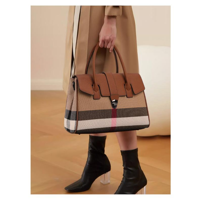 New Autumn and Winter Canvas with Cowhide Leather European and American Fashion and Casual Genuine Leather Women's Bag High-end Portable Crossbody Bag