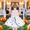 Black White Spotted Puppy Girls Animal Halloween Cosplay LED Dresses Dalmatian Dog Costumes Children Birthday Party Outfits 10T