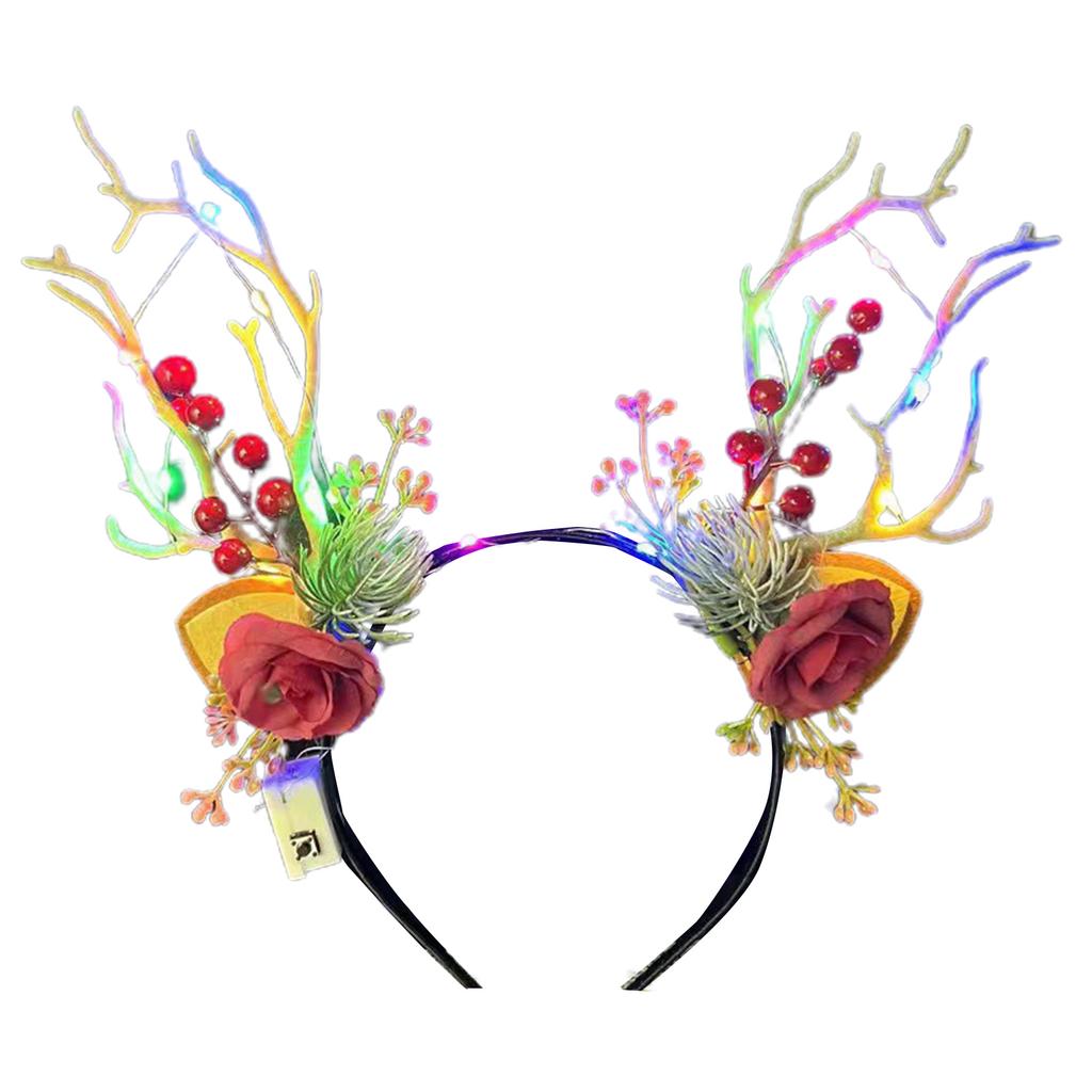 Merry Christmas Decorations Party Props Reindeer Antler Hairhoop Christmas Floral Tiaras Headband Festival Party Supply