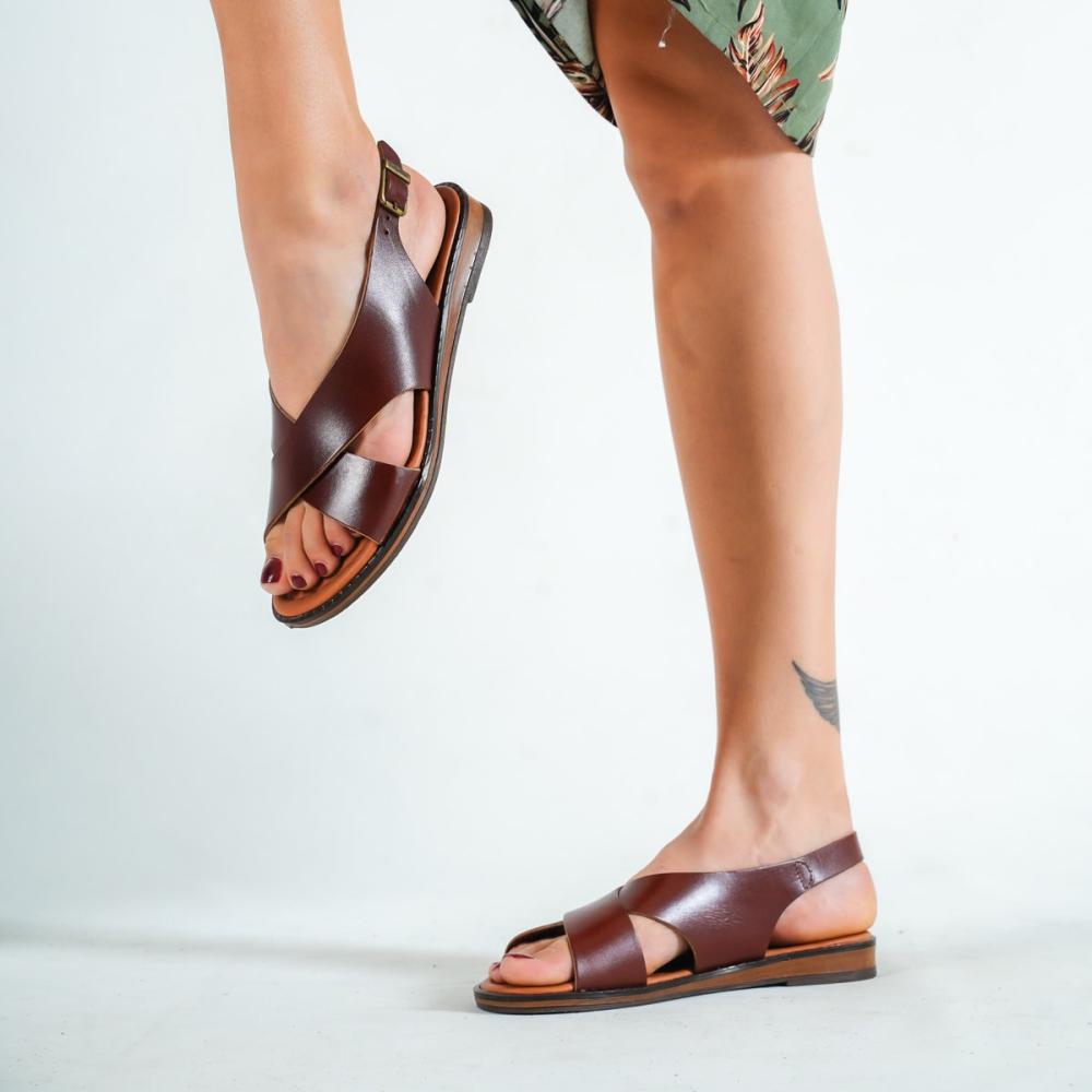 Коричневые женские кожаные сандалии из натуральной кожи