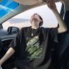 Мужская летняя футболка с короткими рукавами, новый дизайн с узором масляной живописи, свободная повседневная модель с круглым вырезом, рукава длиной пять точек