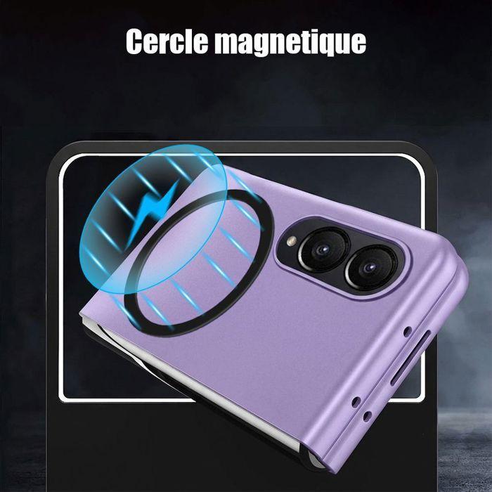 Coque avec 2 Verres Trempés pour Samsung Galaxy Z Fold 8, Rigide avec Cercle Magnétique - Violet