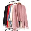 Foreign Trade Plaid Solid Color Mink Long-Sleeved Shawl Women'S Warm Jacquard Double-Sided Shawl Knitted Cape