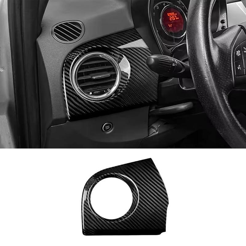 Real Carbon Fiber For Fiat 500 2007-2023 Abarth 595 695 2012-2023 Car Driver Side Air Outlet Panel Cover Trim Car Accessories