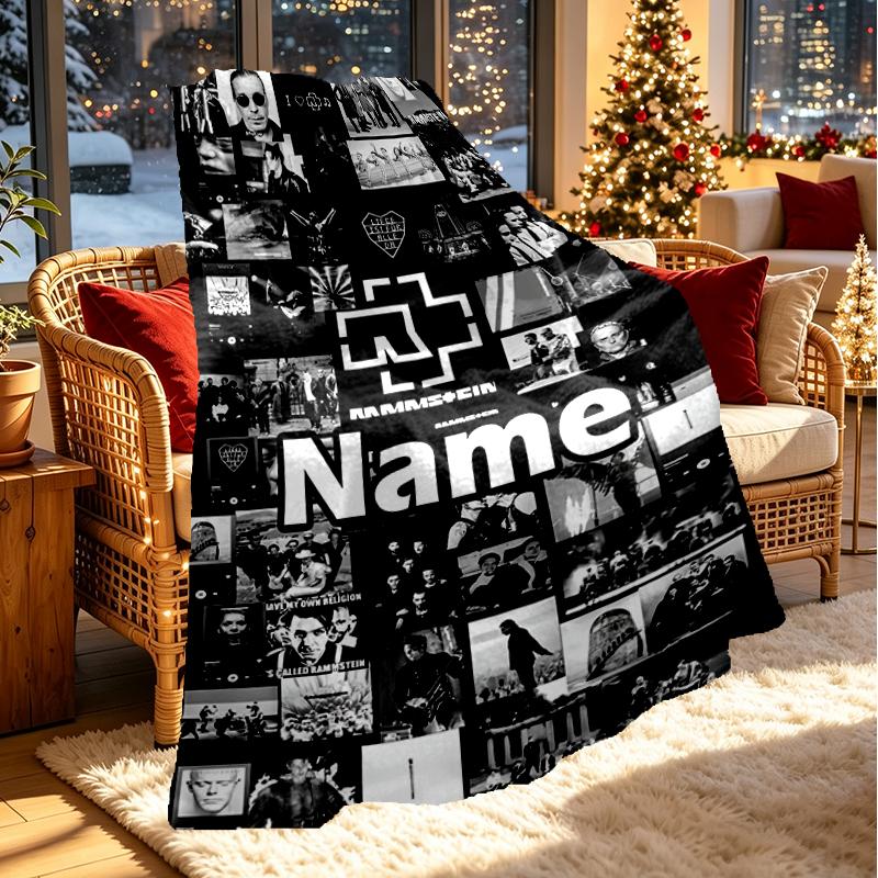 Custom Name Personalized Rammstein Print Blanket, Home Decor, Bedroom, Sofa, Camping, Couch, Gifts for Birthday Christmas