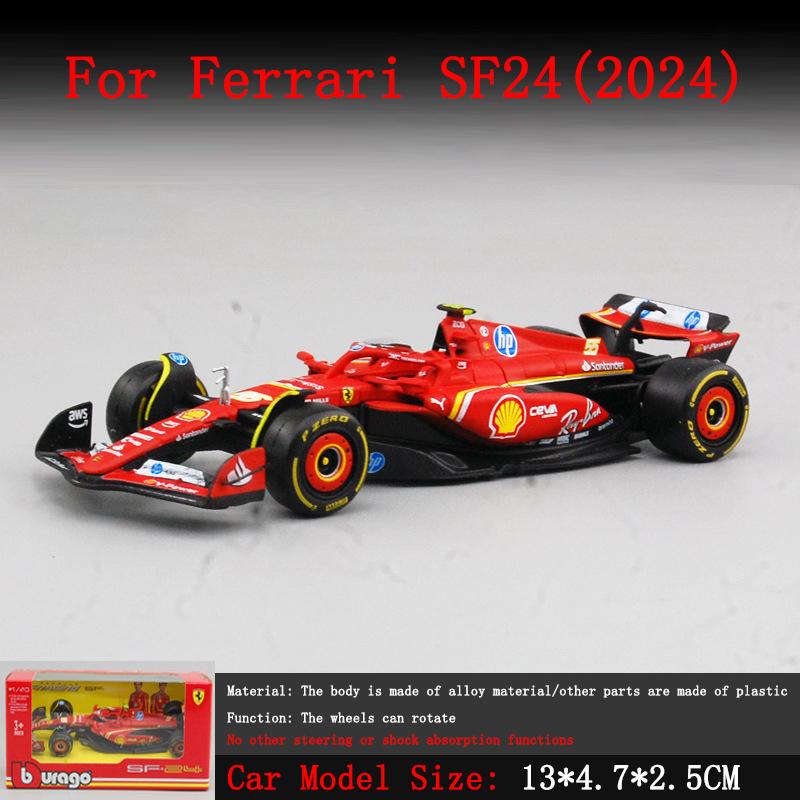 Bburago1:43 F1 2024 Racing Ferrari SF24 Racing Alpine A524 McLaren Monaco F1 MCL38 Formula Car Static Simulation Small Model Car