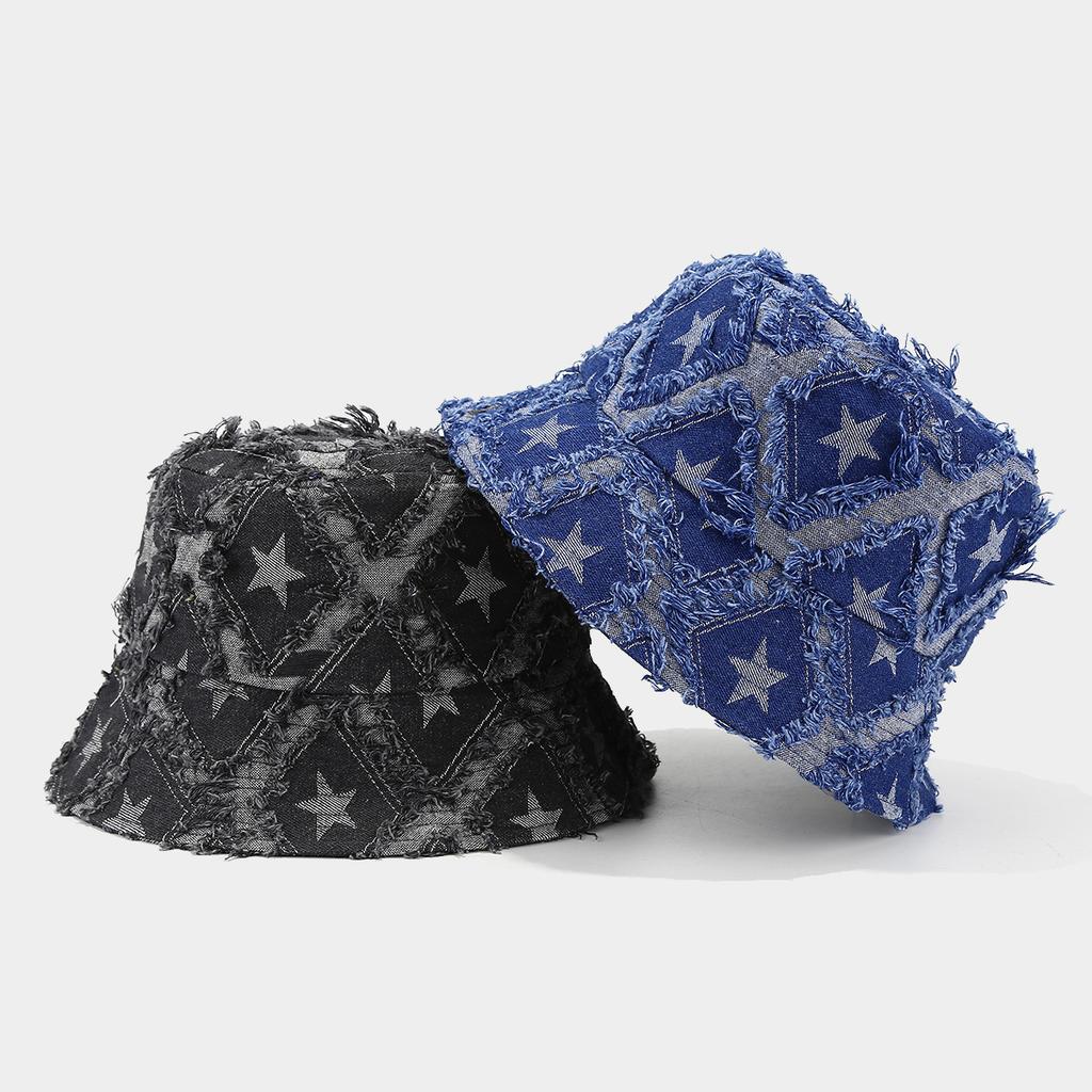 Винтажная западная джазовая вываренная джинсовая уличная шляпа от солнца с бахромой, широкими полями, для улицы, пляжа, рыбалки, шляпа-ведро