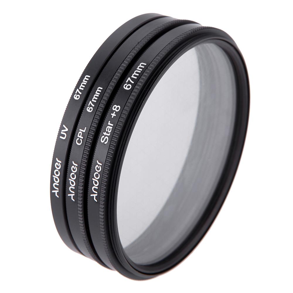 Andoer 67mm Filter Set UV + CPL + Star 8-Point Filter Kit with Case for Canon Nikon Sony DSLR