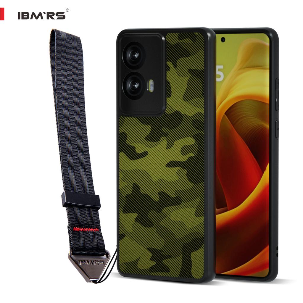 (В комплекте ремешок на запястье)Чехол IBMRS для Motorola Moto G85, тонкий чехол для телефона из ТПУ с защитой от отпечатков пальцев, защитный противоударный (Камуфляж Черный)