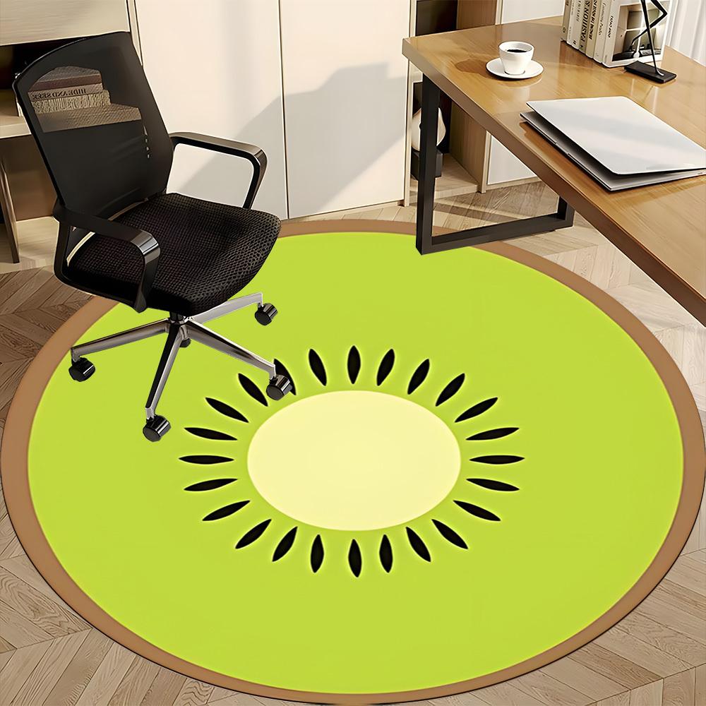 1PC Kiwi Slice Office Round Area Rug, Mat Suitable For Office, Under Office Chairs Bedroom Living Room Home Decor, Room Deco