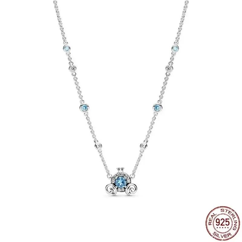 Серебряное колье 925 пробы в форме сердца Рождественский Подарок на День Рождения для Женщин Блестящее Круглое Изысканное Украшение Классический Шарм Сюрприз