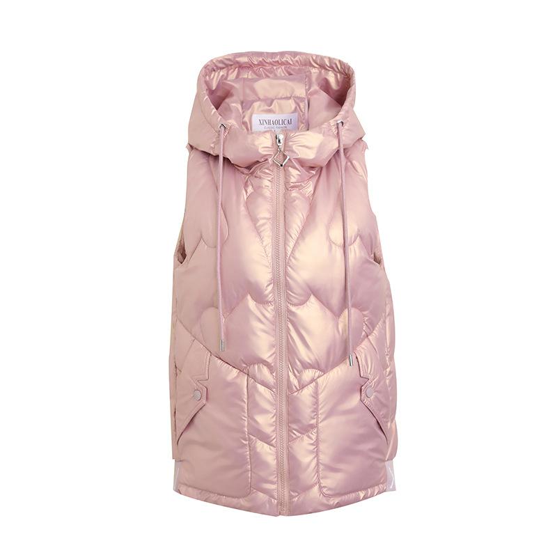 Осенний пуховый хлопковый жилет для женщин, осенне-зимнее пальто без рукавов с капюшоном, куртка, пальто, стеганый утепленный теплый толстый пуховик