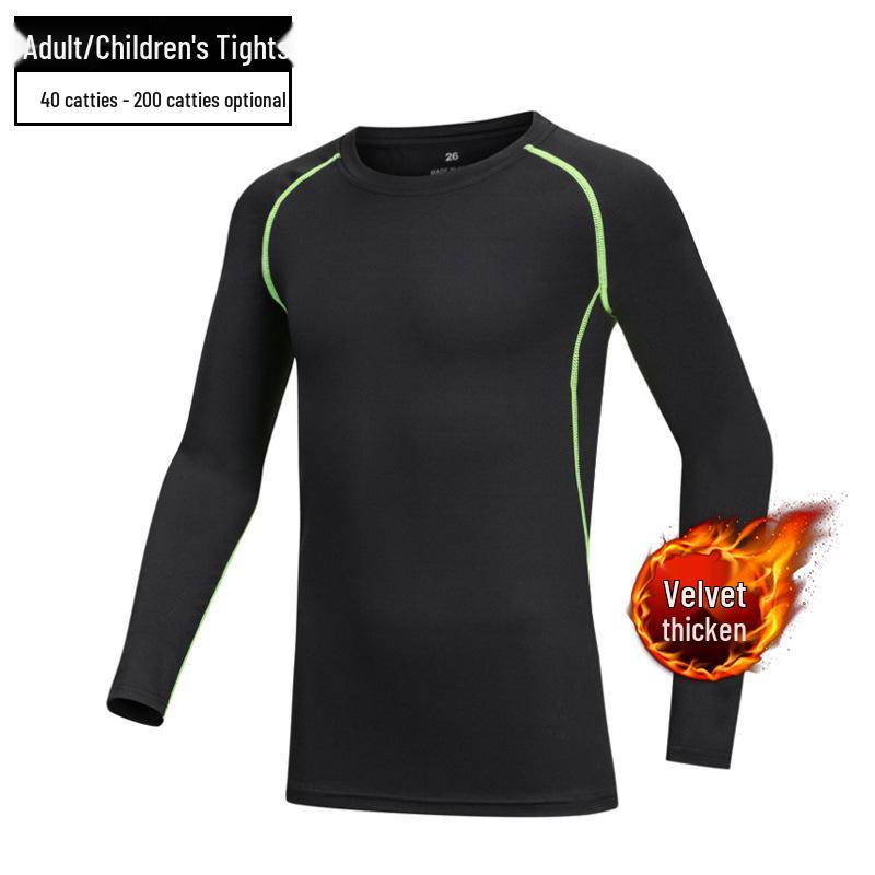 Плюшевые детские баскетбольные и футбольные быстросохнущие тренировочные костюмы для мальчиков - осенне-зимние спортивные тайтсы и базовые топы