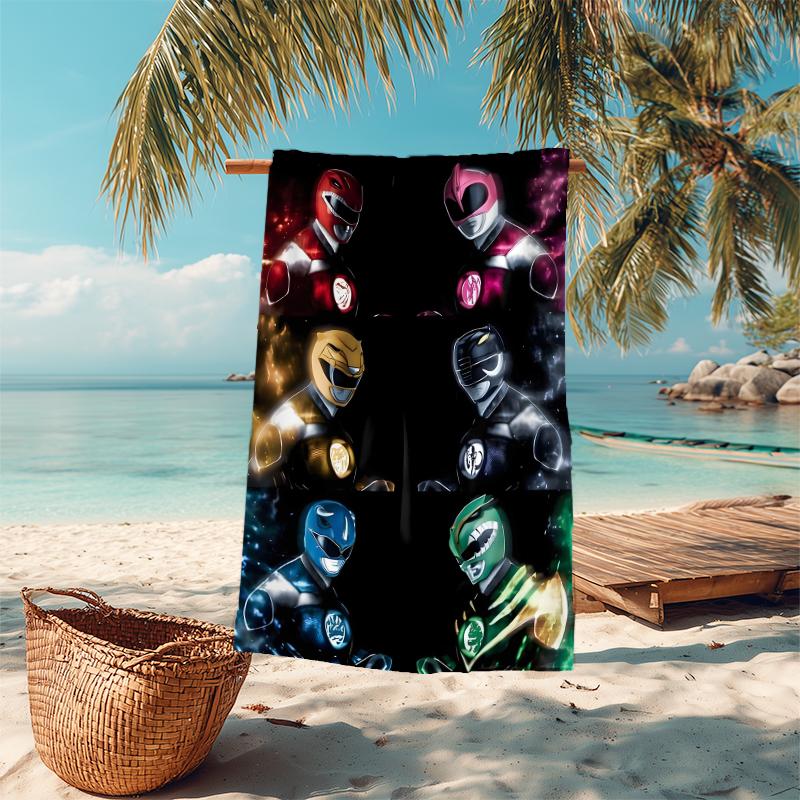 1Pc Power Rangers Teamup Beach Towel Microfiber Beach Towel Thin Absorbent For Beach Swimming Yoga Bath Sports 0917262