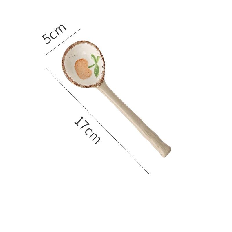 Керамическая маленькая суповая ложка в японском стиле, керамическая ложка, ложка с длинной ручкой, милая креативная ложка для риса для дома, кухонная посуда