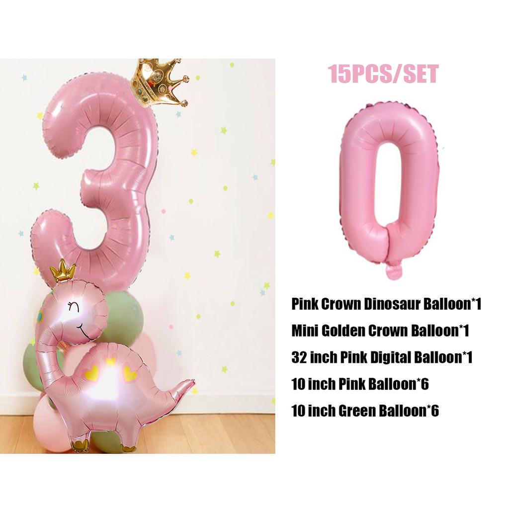 Зеленый розовый воздушный шар с динозавром и 32-дюймовым воздушным шаром с номером для девочек-динозавров, сделай сам, украшения для дня рождения, поставки