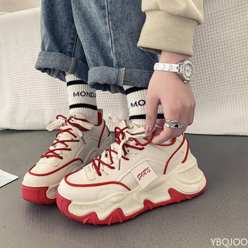 Женские плоские спортивные туфли Новые вулканизированные Повседневные Удобные Многофункциональные Спортивные Женские туфли Толстая подошва Универсальные Папины туфли