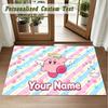 Crystal Velvet Square Rug Custom NameKirby Pattern Non Slip Home Floor Decor Rug