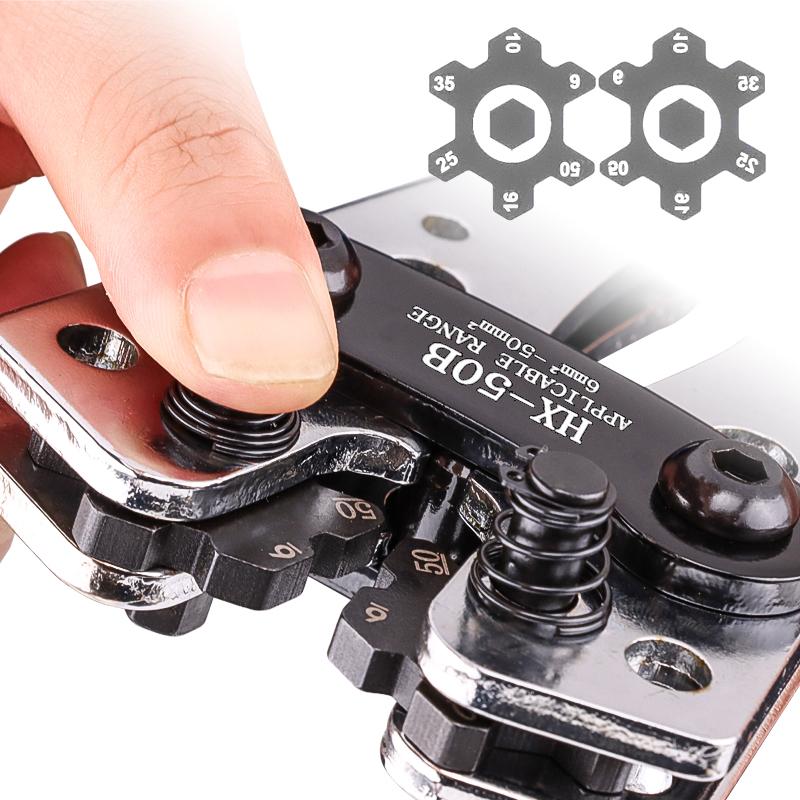 Ручной пресс-клещи HX-50B для обжима наконечников, стальной материал, медный/алюминиевый нос, для обжима кабельных наконечников SC (без изоляции)