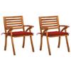 Day and Night - Day and Night Garden Dining Chairs with Cushions 2 Pcs Solid Acacia Wood
