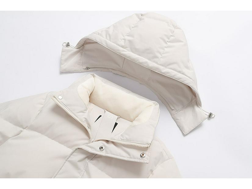 Унисекс утепленная куртка-пуховик средней длины с капюшоном из белого утиного пуха для защиты от холода