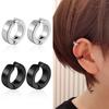 1 pairs No Piercing Earrings Stainless Steel Clip-on Fake Earring Round Ear Clip For Women Men Punk Party Fashion Sexy Jewelry